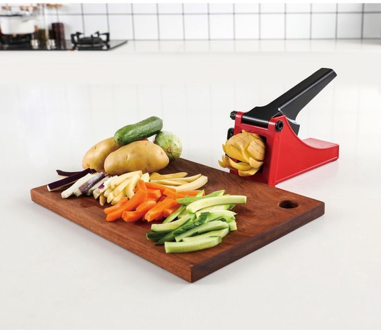 Kinghoff 1912 - Coupe-frites - morceaux de 36 x 10 mm - lames en acier inoxydable - Rouge