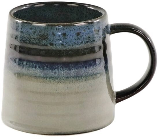 MPLCo - Ombres Mok - Koffiemok - Set van 4 - Theemok - Unieke Beker - Moderne Koffiebeker Servies - Vaatwasser & Magnetron Bestendig - 400ml - Ø10 x 10 cm - Navy blauw en Grijs