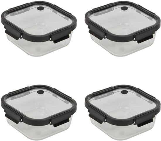Glazen vershoudbakjes met deksel – set van 4, borosilicaat, 1,1 liter
