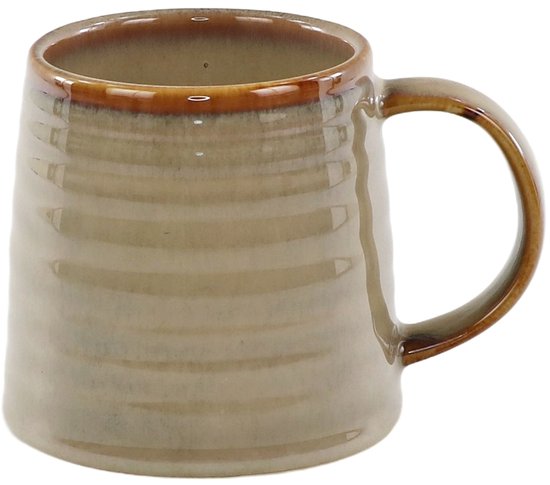 MPLCo - Ombre Insta Mok - Koffiemok met Reactieve Glazuur - Theemok Groot - Modern Design - Oven & Magnetron Bestendig - Handgemaakte Beker - Vaatwasserbestendig - Keramiek - 400ml - Lichtbruin