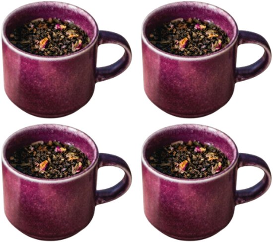 MPLCo Stack koffiemokken, set van 4 – diep paars, keramiek, 350 ml