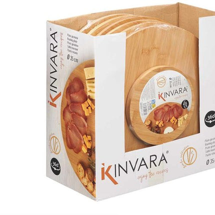 Draaiplateau - Draaitafel - Houten Serveerschaal Draaibaar - Rotating Tray - Bamboe - Ronde - 35 x 35 x 3 cm - Hout