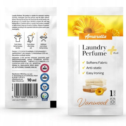 Elix - Amarella Wasparfum - Laundry Perfume - Wasverzachter Parfum - Antistatisch Strijkgemak - Langdurig - 10ml Sachet - Vanwood