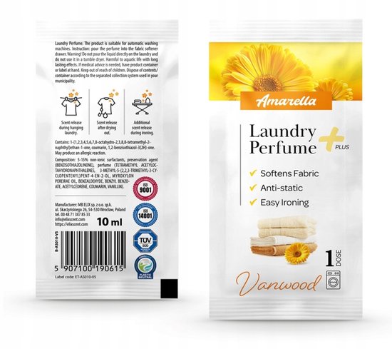 Elix Amarella+ wasparfum Vanwood – sachet van 10 ml voor 1 wasbeurt – foto 2