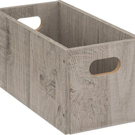 5five Opbergmand/kastmand van hout - Set van 2x stuks - grijs - 7 Liter - 31 x 15 x 15 cm - Opbergboxen - Vakkenkast manden