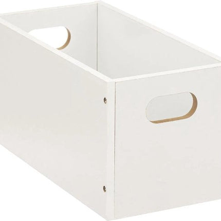 5five Opbergmand/kastmand van hout - 2x - wit - 7 Liter - 31 x 15 x 15 cm - Opbergboxen - Vakkenkast manden