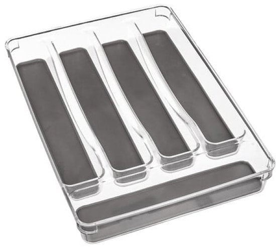 Tidy Smart besteklade organizer met 5 vakken – set van 2, anti-slip, grijs – foto 5