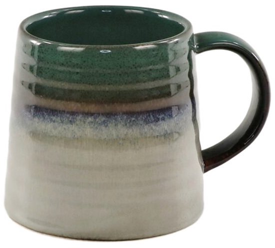 MPLCo - Ombres Mok - Koffiemok - Set van 2 - Theemok - Unieke Beker - Moderne Koffiebeker Servies - Vaatwasser & Magnetron Bestendig - 400ml - Ø10 x 10 cm - Groen-grijs