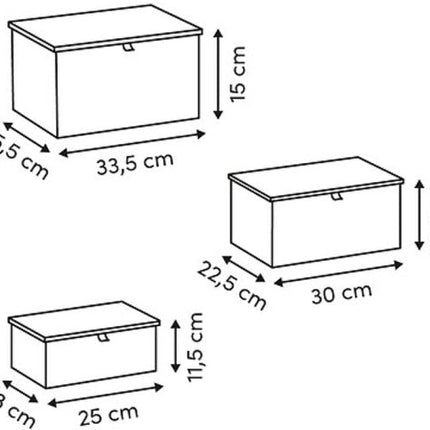 Opbergdozenset - Organizer Set - Set van 3 (S, M, L) - Bamboe Opbergbox - S M L - Opbergdoos met Deksel - Duurzame Opberger Kast & Bureau - Rechthoek - ca. 25 x 18 x 11.5 cm - Beige