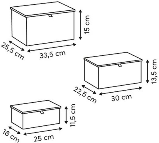 Opbergdozenset - Organizer Set - Set van 3 (S, M, L) - Bamboe Opbergbox - S M L - Opbergdoos met Deksel - Duurzame Opberger Kast & Bureau - Rechthoek - ca. 25 x 18 x 11.5 cm - Bamboe & Zwart