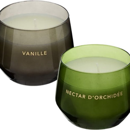 Geurkaars - Glowy Geurkaars in Glazen Pot - Vanille & Orchid - Scented Candle - Set van 2 - Luxe Woondecoratie - 300g - Ø10 x 7.8 cm - Zwart & Groen