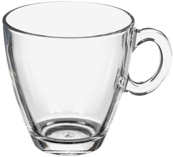 Sia Glazen Mok Set - Koffiemok - Set van 6 - Kleine Theemok van Glas - Moderne Drinkbeker - Magnetron & Vaatwasser Bestendig - ca. 8.2 x 8.2 x 8.2 cm - 215ml - Transparant