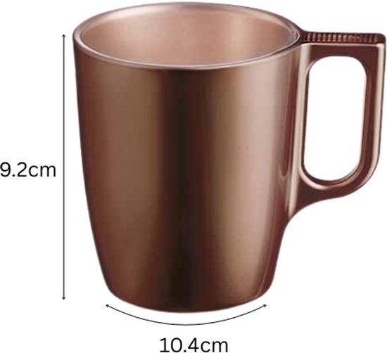 Mok - Moderne Koffiemokken - Glazen Mok - Set van 6 - Luxe Drinkglazen Voor Koffie & Thee - 250ml - 10.4 x 10.4 x 9.2 cm - Chocolade