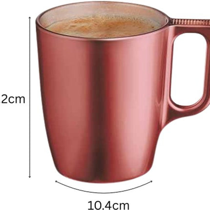 Mok - Moderne Koffiemokken - Glazen Mok - Set van 6 - Luxe Drinkglazen Voor Koffie & Thee - 250ml - 10.4 x 10.4 x 9.2 cm - Rood
