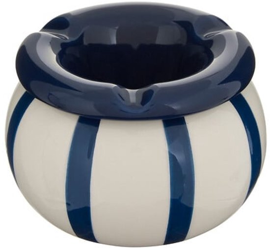 Dela Asbak - Design Asbak Keramiek - Compacte Sigaretten Asbak - Moderne Tafelasbak - Decoratieve Asbak voor Binnen - ca. Ø9 x 6 cm - Blauw