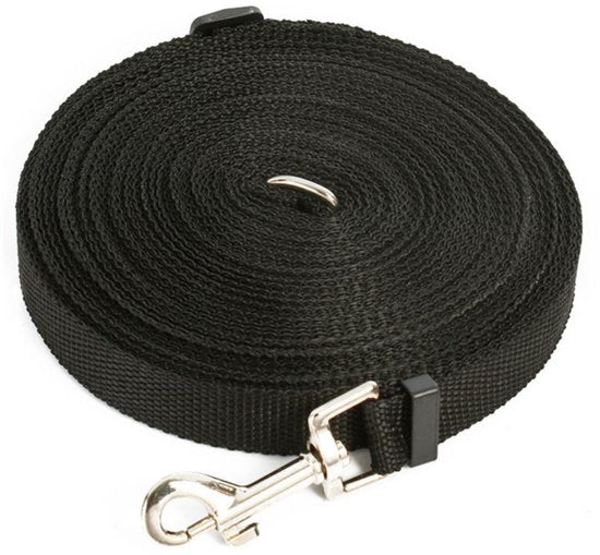 Longe d'entraînement longue avec mousqueton, sangle noire, 5 m
