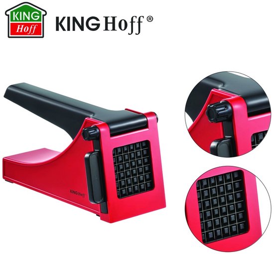 Kinghoff 1912 - Coupe-frites - morceaux de 36 x 10 mm - lames en acier inoxydable - Rouge