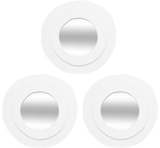 Wall Mirrors - Bathroom Mirrors - Set of 3 - Round Wall Mirrors - MDF Decorative Mirrors - Modern Wall Decor for Living Room, Hallway, Bedroom & Bathroom - Ø25 cm - White