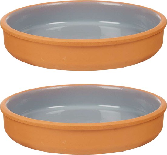 La Dehesa Tapas serving dish - 2 pieces - terracotta - grey - D23 x H4 cm - serving snacks - oven dish - round
