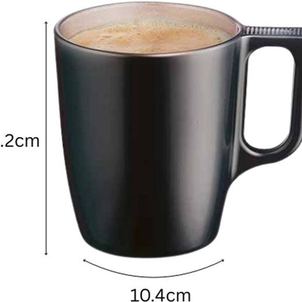 Mok - Moderne Koffiemokken - Glazen Mok - Set van 2 - Luxe Drinkglazen Voor Koffie & Thee - 250ml - 10.4 x 10.4 x 9.2 cm - Zwart