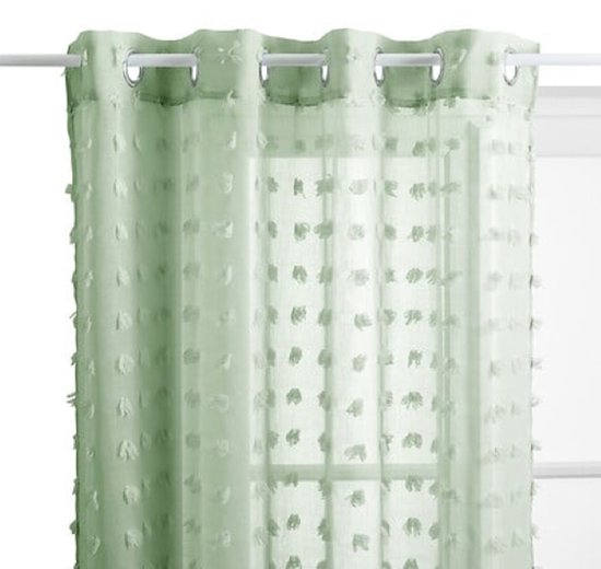 Lily Gordijn - Transparant Gordijn - Raamdecoratie - Lichtdoorlatend - Moderne Sluiergordijnen - Polyester - 140x240 cm - Celadon Groen