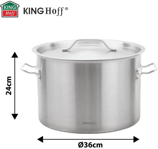 Kookpan - Catering Pan - Grote Soeppan met Deksel - Stockpot - Inductie Geschikt - voor Soep, Pasta & Stoofgerechten - 24L - Ø36 cm - RVS