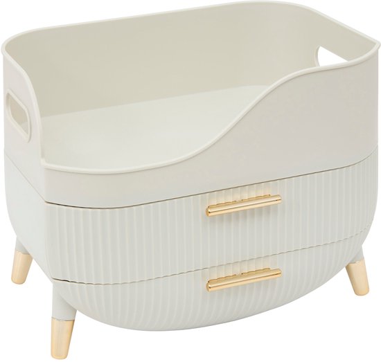 5Five Alba badkamer organizer met lades – beige met gouden accenten