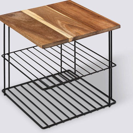 5Five Keukenrek aanrecht organiser - metaal - hout - 24 x 24 x 24 cm - pannenrek