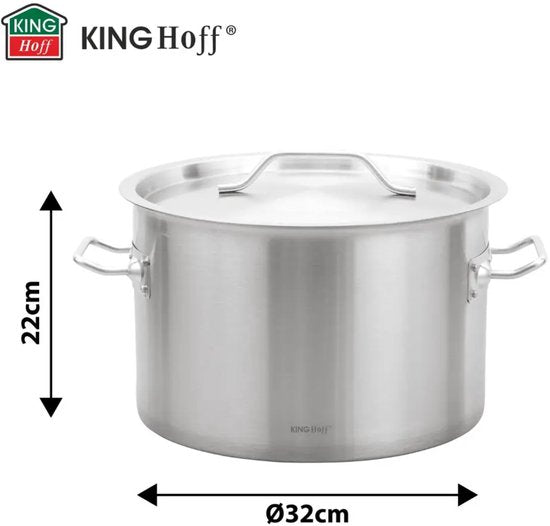 Kinghoff grote kookpan met deksel 17 liter – RVS soeppan, Ø 32 cm, inductie – foto 4