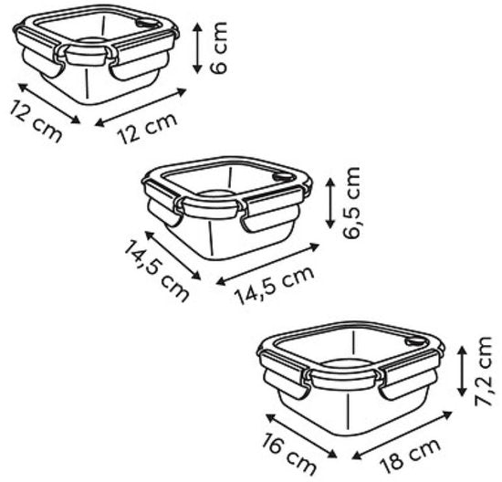 Glazen vershoudbakjes set van 3 – borosilicaatglas, 320, 520 en 800 ml – foto 3