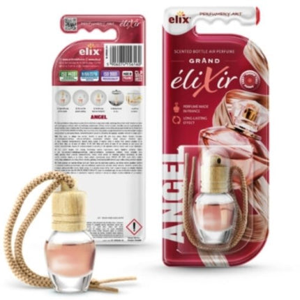Elix - Elixir Auto Luchtverfrisser - Houten Geurhanger - Interieur Parfum Auto - Luxe Air Freshener Flesje - Geurhanger Auto & Huis - 8ml - Angel