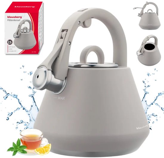 Klausberg 7949 - Bouilloire sifflante - 2,5 litres - Acier inoxydable - Gris