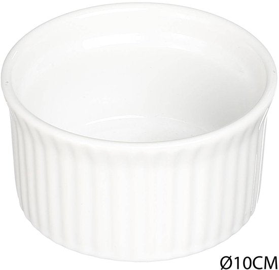 Ramequin set van 6 keramische ovenschaaltjes van steengoed, 200 ml, wit