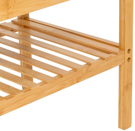 5Five Schoenenrek Bankje - 2-laags - bamboe / kunststof - 90 x 34 x 45 cm - voor 4 paar schoenen