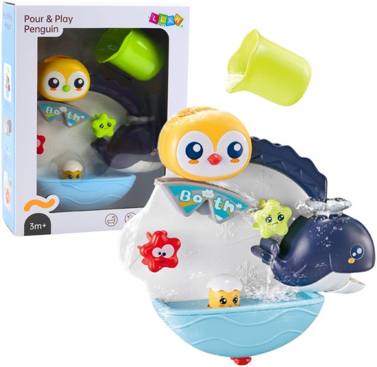 Badspeelgoed - Interactief Bad Speelgoed Pinguïn & Walvis - Water Speelset Met Zuignappen - Badkamer Speeltje Met Watereffecten - Multicolor
