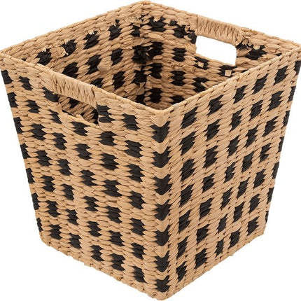5Five Rieten opbergmand - gevlochten - beige/zwart - 31 x 15 x 1 - Kast-/badkamer mandjes