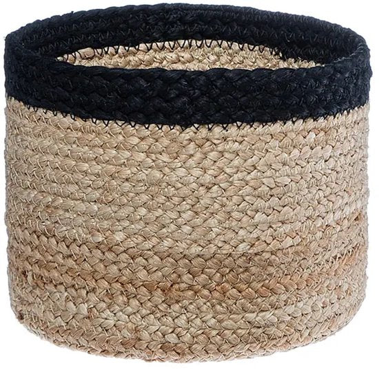 Atmosphera jute opbergmanden, set van 3 – beige en zwart, rond