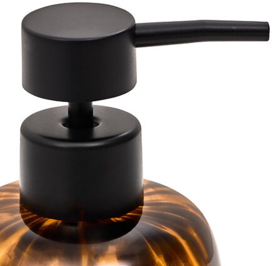 5Five zeepdispenser Dotty – rond, bruin glas met pomp, 400 ml, navulbaar – foto 3