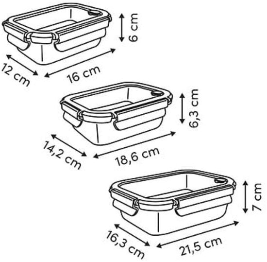 Glazen vershoudbakjes rechthoekig, set van 3 – borosilicaatglas, 2,05 liter – foto 3