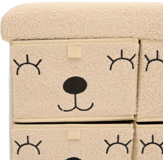 Atmosphera Kids Ezzio opvouwbare opbergpoef – beige, 4 lades, 39 x 38 x 50 cm – foto 6
