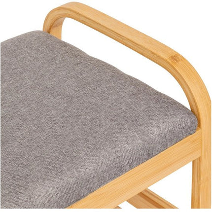 5Five Schoenenrek Bankje - 2-laags - bamboe/kunststof - 90 x 34 x 45 cm - voor 4 paar schoenen