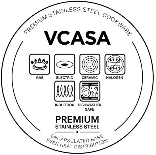 3-delige stoompan set 20 cm met glazen deksel, rvs, geschikt voor alle warmtebronnen