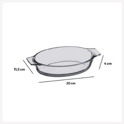 Mini-Ovale Glasschale 20 x 11 cm - Mit integrierten Griffen - Ofen- und Salatschale - Glas - Glasschale - Klein