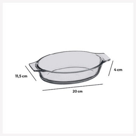 Mini-Ovale Glasschale 20 x 11 cm - Mit integrierten Griffen - Ofen- und Salatschale - Glas - Glasschale - Klein