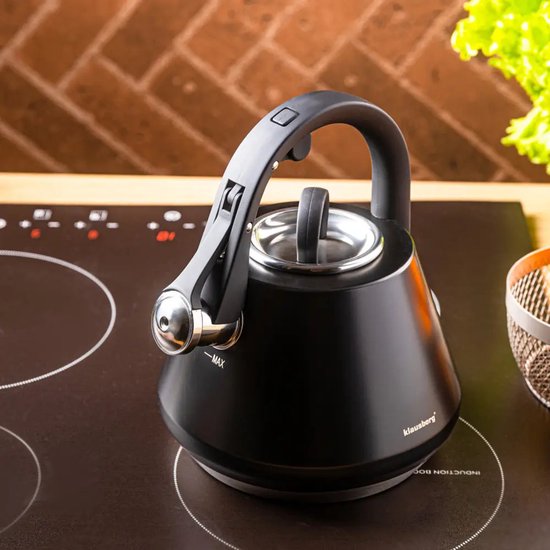 Klausberg 7948 - Bouilloire sifflante - 2,5 litres - Acier inoxydable - noir