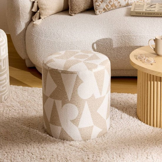 Pouf Arty Atmosphera Delor - Ø36xH40 cm - Beige
