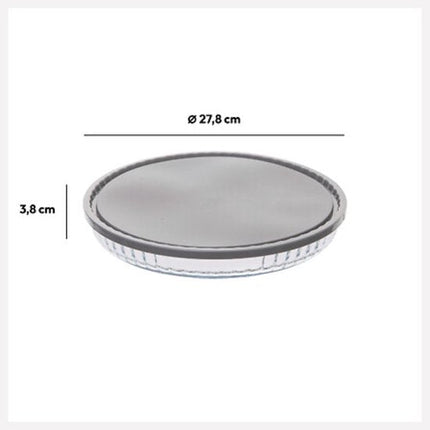 Glazen Ovenschaal Set - Set van 3 - Ovenschalen met Deksel - Magnetronbestendig - Voor Bakken, Bewaren en Opwarmen - Rechthoekige, Ovale en Ronde Bakschaal - Grijs & Transparant