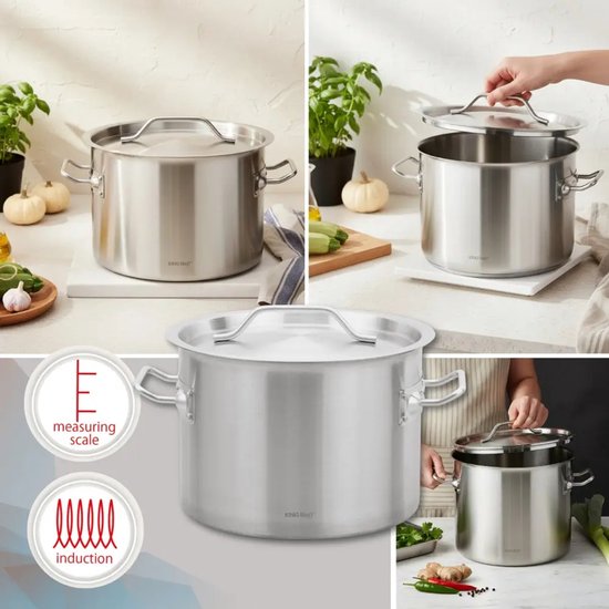 KingHoff grote soeppan 14 liter met deksel – RVS stockpot, inductie, Ø 30 cm – foto 5