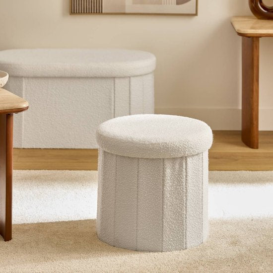 Fink round foldable pouffe D. 38 cm white
