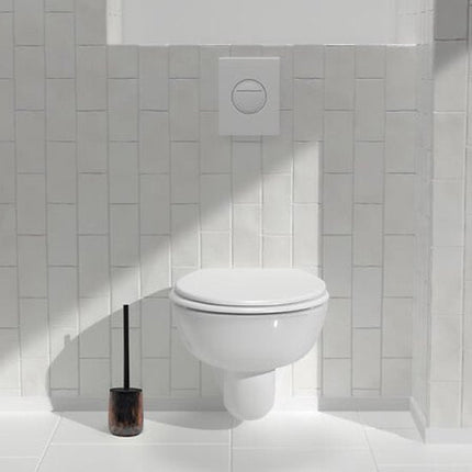 Dotty Toiletborstel - WC Borstel met Houder Luxe Design - Badkamer Accessoire Modern Glas - Hygiënische Toiletborstel Set Stijlvol Interieur - Glas - Ø 9.8 x 39 cm - Bruin